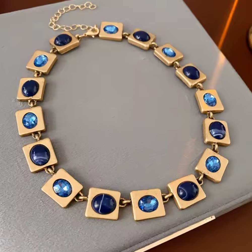 unique Gold and Blue Necklace